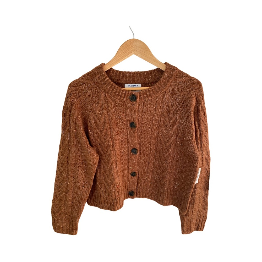 Old Navy Cropped Cable Knit Button Front Cardigan Sweater NWT Size M